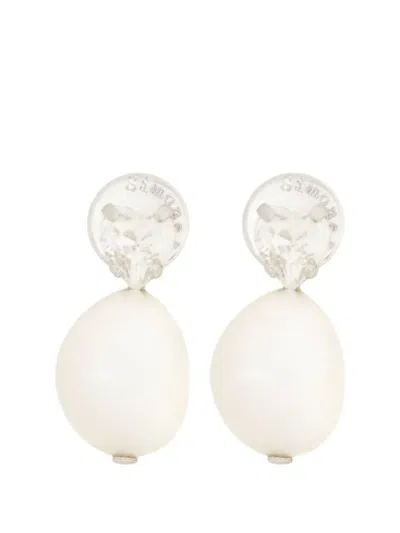 Simone Rocha Pearl Crystal Stud Earrings In White