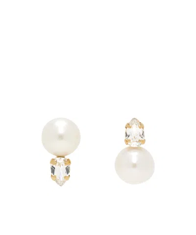 Simone Rocha Pearl Dagger Asymmetrical Earrings In White