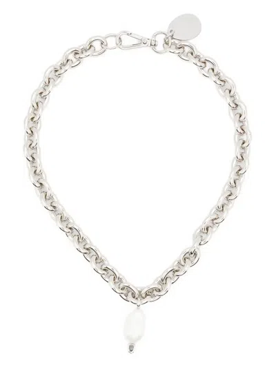 Simone Rocha Pearl-drop Chain Necklace In Silver