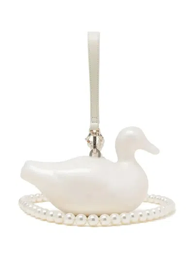 Simone Rocha Pearl Duck Clutch Bag In White