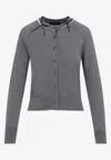 Simone Rocha Womens Charcoal Pearl Embellished Round-neck Wool And Silk Cardigan In Gray