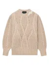 Simone Rocha Pearl-embellished Cable-knit Sweater In Brown