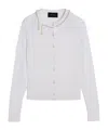 Simone Rocha Merino Silk Cardigan With Embroidered Pearl Neckline In White