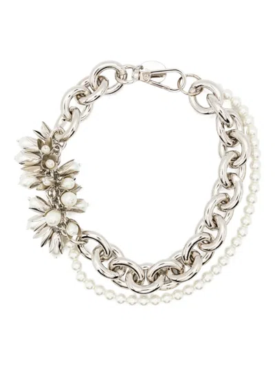 Simone Rocha Pearl-embellished Chain Necklace In Silver