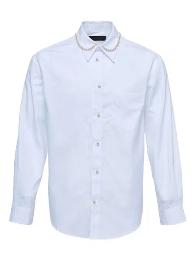 Simone Rocha Pearl-embellished Collar Shirt In White