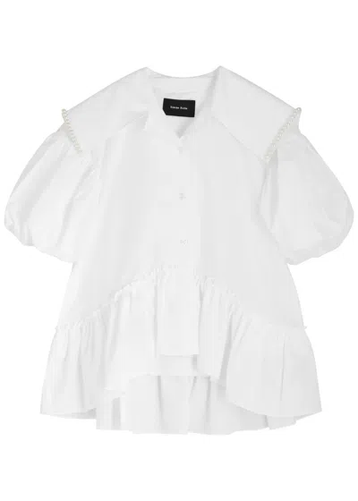 Simone Rocha Pearl-embellished Cotton Shirt In White