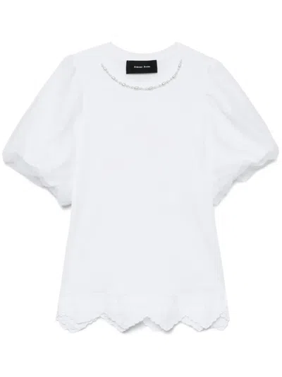 Simone Rocha Pearl-embellished Cotton T-shirt In White