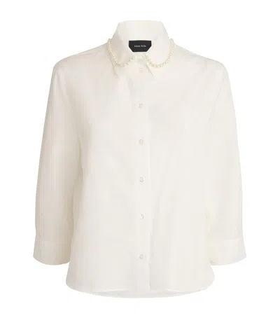 Simone Rocha Pearl-embellished Cropped Shirt In Neutral