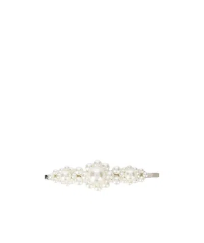 Simone Rocha Pearl Embellished Hair Clip In White
