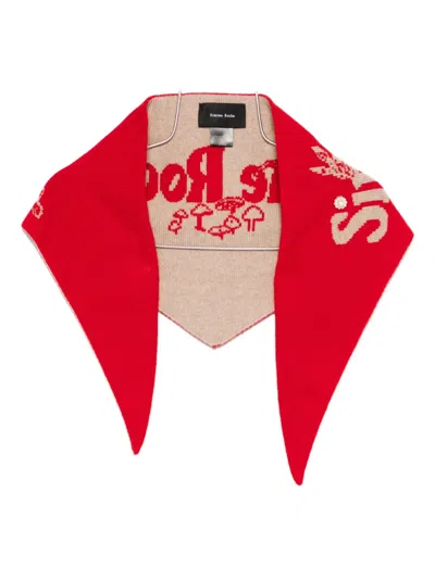 SIMONE ROCHA PEARL-EMBELLISHED LOGO SCARF