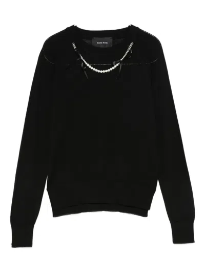 Simone Rocha Pearl-embellished Sweater In Black
