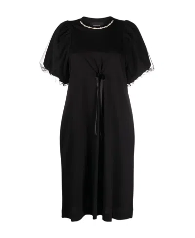 Simone Rocha Pearl-embellished Tulle T-shirt Dress In Black