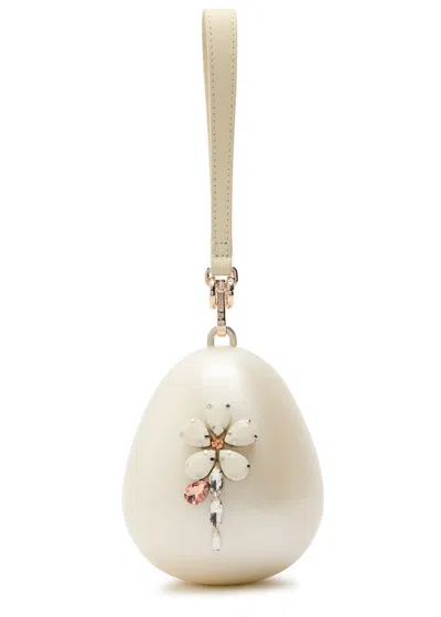 Simone Rocha Pearl Micro Egg Embellished Acrylic Cross-body Bag In White