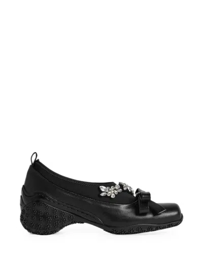 Simone Rocha Pearl-embellished Bow Pumps In Red