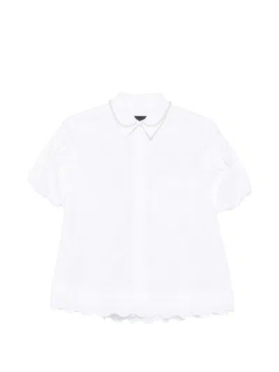 Simone Rocha Pearl-embellished Broderie-anglaise Shirt In White