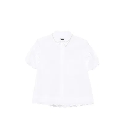 Simone Rocha Pearl-embellished Broderie-anglaise Shirt In White