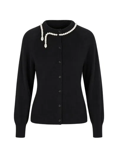 Simone Rocha Pearl-embellished Cardigan In Black