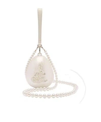 Simone Rocha Pearl-embellished Chain-detail Egg Bag In White