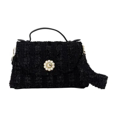 Simone Rocha Pearl-embellished Cotton Top Handle Bag In Black