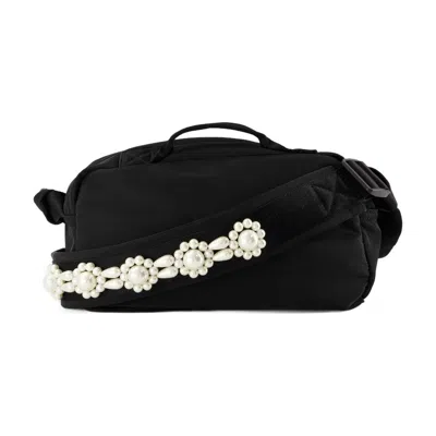Simone Rocha Pearl-embellished Nylon Crossbody Bag In Black