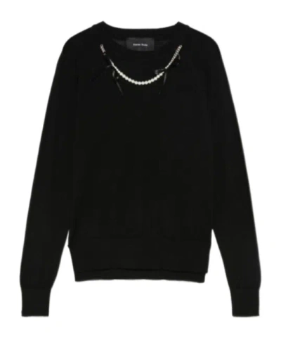 Simone Rocha Pearl-embellished Sweater In Black