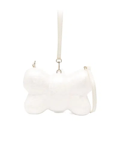 Simone Rocha Pearlescent-effect Bow-shaped Clutch In White