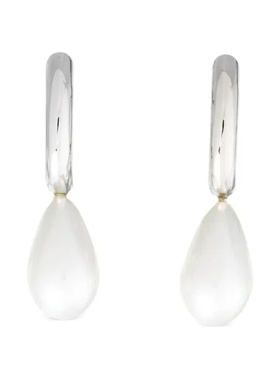 Simone Rocha Pearl-pendant Hoop Earrings In Silver