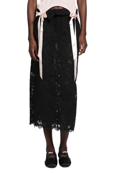 Simone Rocha Peeling Waist Column Skirt In Black