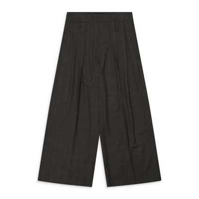Simone Rocha Peeling Waist Wide Leg Trousers Grey In Black