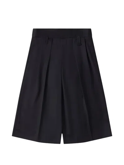Simone Rocha Peeling-waist Wide-leg Pleated Shorts In Black
