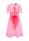 Simone Rocha Petal Sheer-satin Organza Midi Dress In Pink