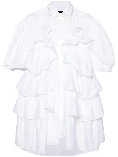 Simone Rocha Petal-sleeve Frilled Shirt In Weiss