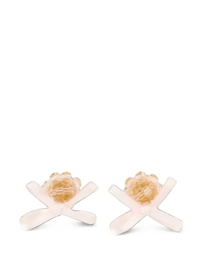 Simone Rocha Petite Bow Daisy Earrings In Gold
