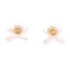 Simone Rocha Petite Bow Daisy Stud Earrings In Pink