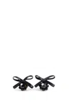 Simone Rocha Petite Bow Daisy Satin Earrings In Black