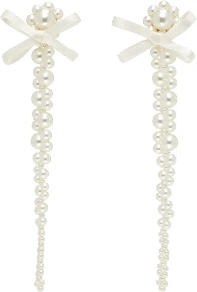 Simone Rocha Petite Bow Detail Drip Earrings In Green