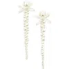 Simone Rocha Petite Bow Detail Faux Pearl Drip Earrings In White