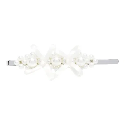 Simone Rocha Petite Bow Detail Flower Hair In White