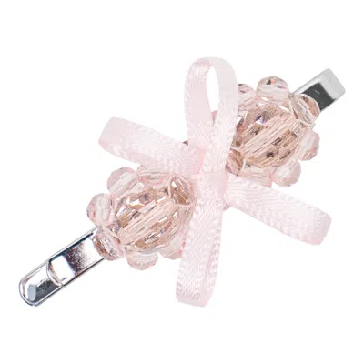 Simone Rocha Petite Bow Detail Mini Flower Hair Pin In Silver