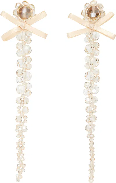 Simone Rocha Petite Bow Drip Crystal Earrings In Gold