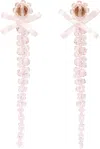 Simone Rocha Petite Bow Drip Crystal Earrings In Pink