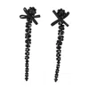 Simone Rocha Petite Bow Drip Earrings - Crystal - Black In Black