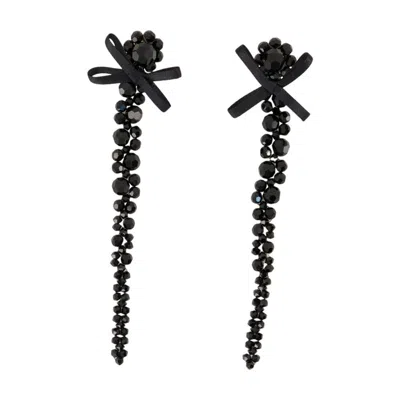 Simone Rocha Petite Bow Drip Earrings - Crystal - Black