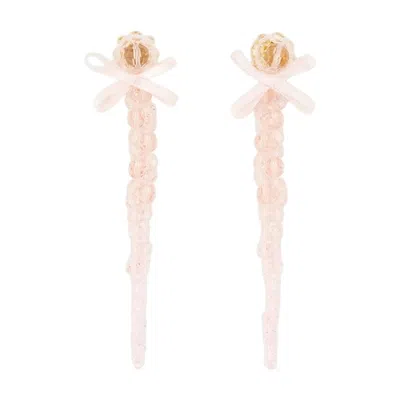 SIMONE ROCHA SIMONE ROCHA PETITE BOW DRIP EARRINGS - CRYSTAL - PINK