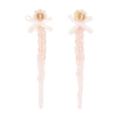 SIMONE ROCHA PETITE BOW DRIP EARRINGS - CRYSTAL - PINK