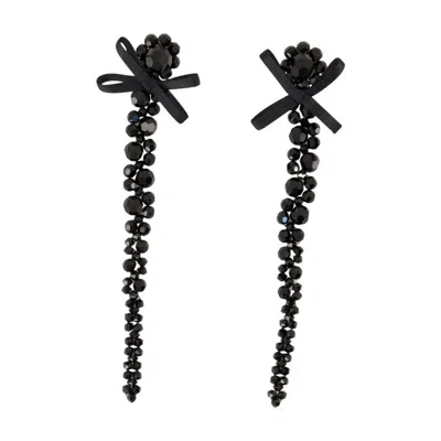 Simone Rocha Petite Bow Drip Earrings In Black