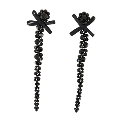 Simone Rocha Petite Bow Drip Earrings -  - Crystal - Black