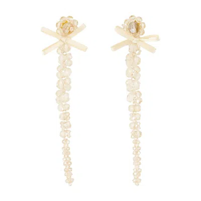 Simone Rocha Petite Bow Drip Earrings In White