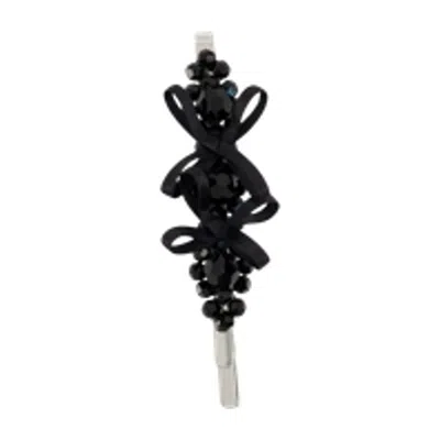Simone Rocha Petite Bow Flower Hair Clips In Black