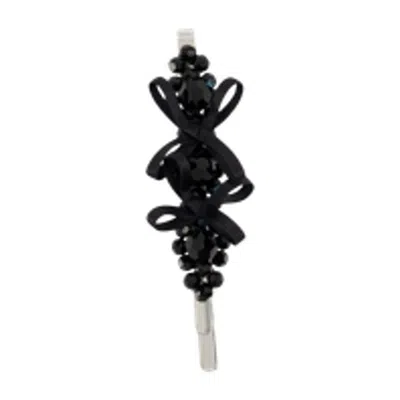 Simone Rocha Petite Bow Flower Hair Clips In Black